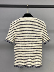 Crew neck short sleeve knitted top