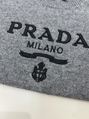 3D embroidered letter logo knitted wool short sleeves