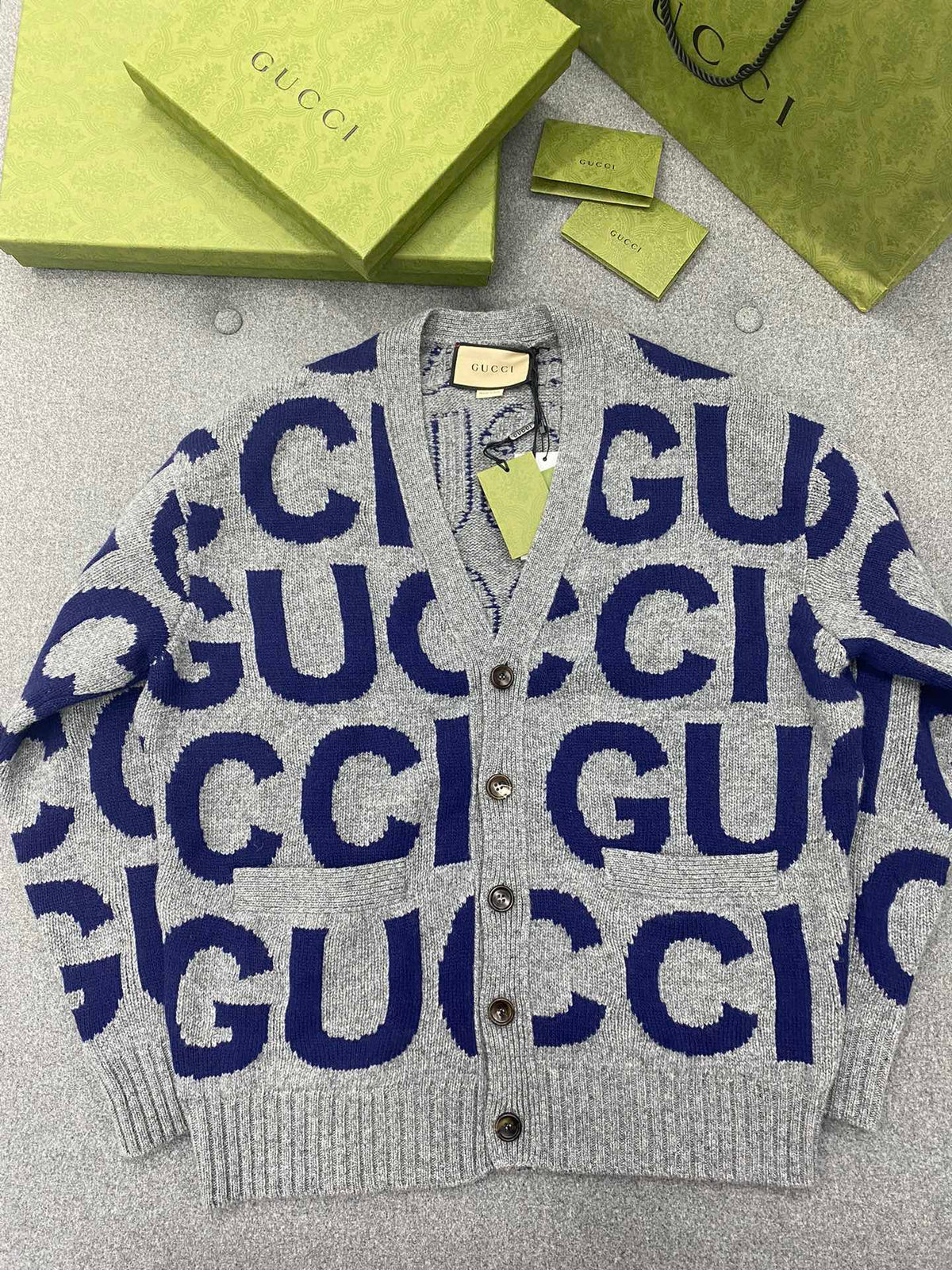 Intarsia wool cardigan