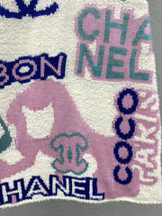 Colorful yarn logo jacquard off-shoulder vest dress