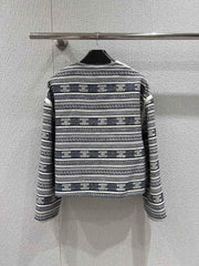 25Fw early autumn new striped logo jacquard single-breasted round collar jacket