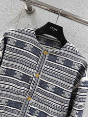 25Fw early autumn new striped logo jacquard single-breasted round collar jacket
