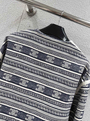 25Fw early autumn new striped logo jacquard single-breasted round collar jacket
