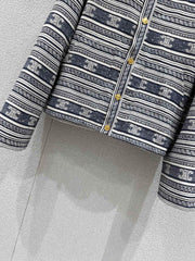 25Fw early autumn new striped logo jacquard single-breasted round collar jacket