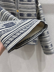 25Fw early autumn new striped logo jacquard single-breasted round collar jacket