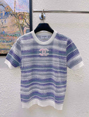 Chest sequined double C short sleeves