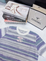 Chest sequined double C short sleeves
