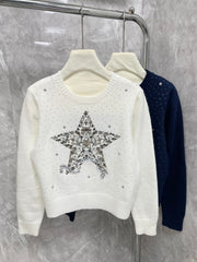 25 new hot diamond starry sky five-pointed star heavy embroidery long sleeves