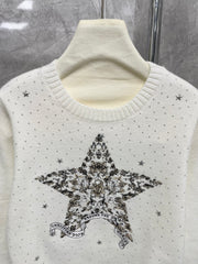 25 new hot diamond starry sky five-pointed star heavy embroidery long sleeves