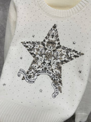 25 new hot diamond starry sky five-pointed star heavy embroidery long sleeves