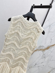 C 25Ss Spring and Summer Latest Heavy Weaving Lace Splicing Tulle Dress