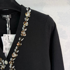 Beaded Flower Knit Cardigan