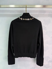 Beaded Flower Knit Cardigan
