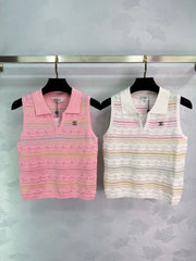Knitted lapel vest