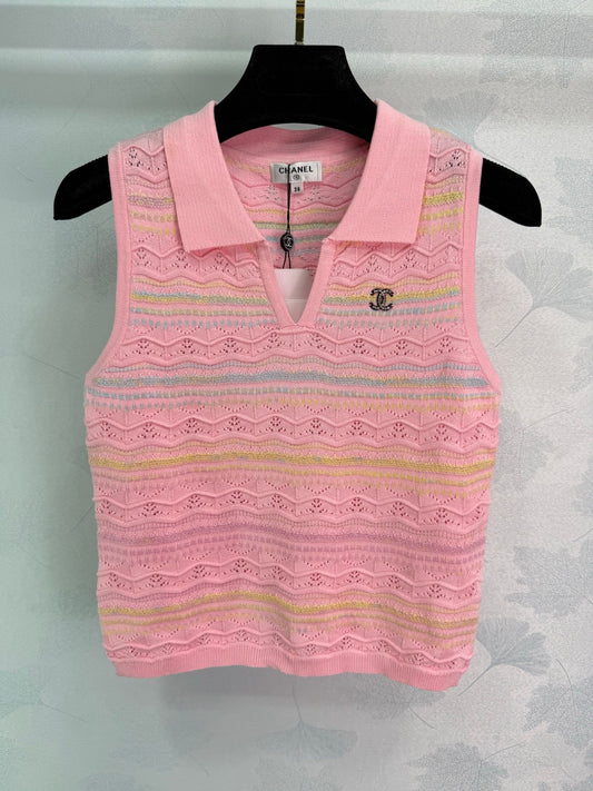 Knitted lapel vest