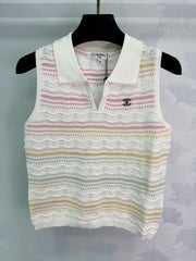 Knitted lapel vest