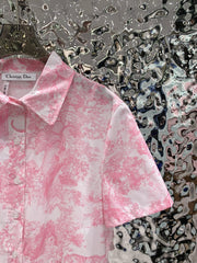 Short-sleeved printed long skirt