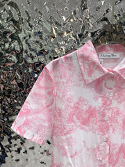 Short-sleeved printed long skirt