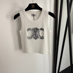 Sketch embroidered slim-fit knit vest