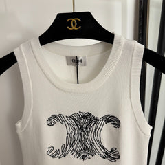 Sketch embroidered slim-fit knit vest