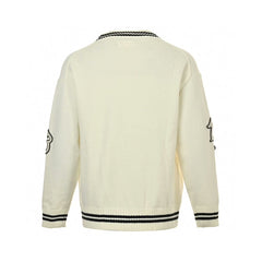 Applique Preppy Cardigan Sweater