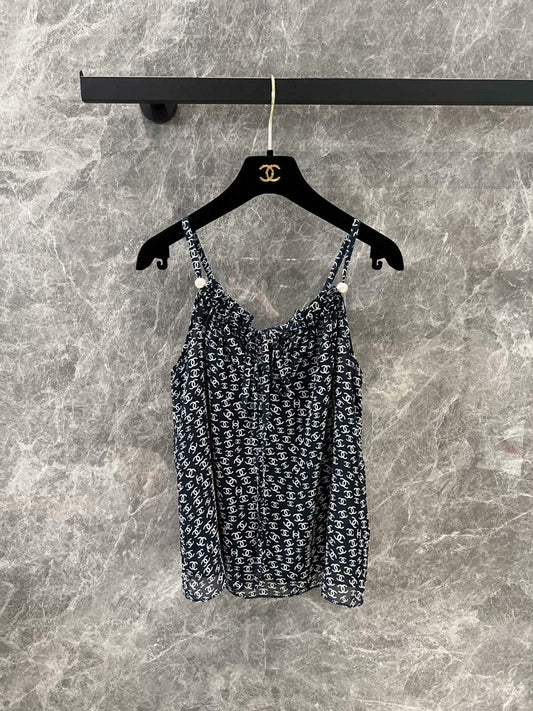 Full-print pearl camisole