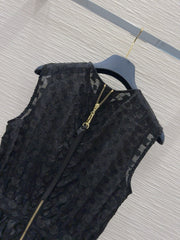 Black Lace Tiered Midi Dress