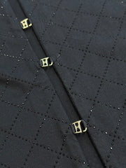 Black Crewneck Tee with Rhinestone Quilting & Back Hardware