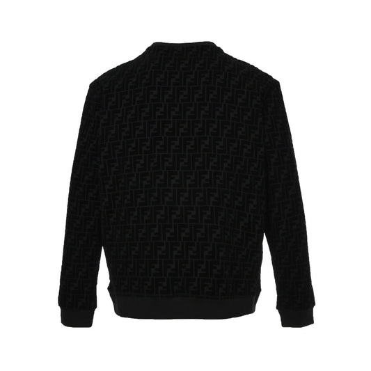 Double F flocked crew neck sweatshirt
