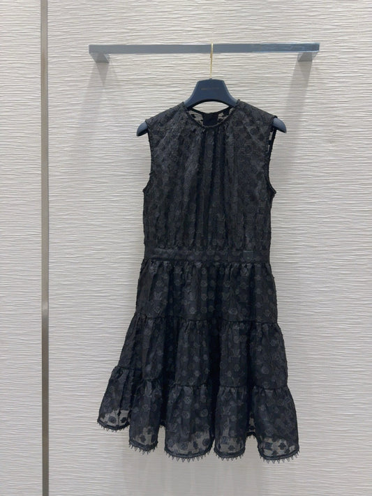 Black Lace Tiered Midi Dress