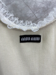 Lace-Accented Knit Tops + Tailored Taupe Pleated Skirt Set