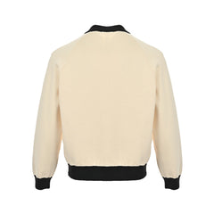 CC logo lapel contrast knitted sweater jacket