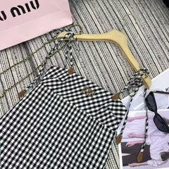 Black & White Gingham Slip Dress