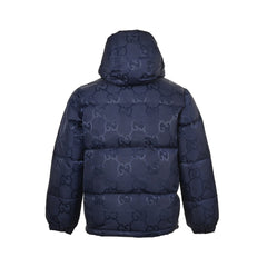 Dark pattern Double G jacquard canvas hooded down jacket
