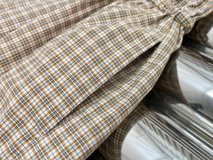 Plaid Shirt Dress with Contrast Collar & Drawstring Waist