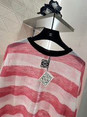 striped knitted long-sleeved cardigan
