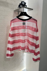 striped knitted long-sleeved cardigan