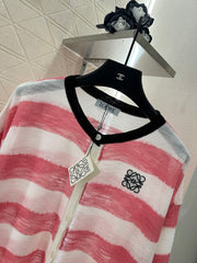striped knitted long-sleeved cardigan