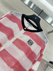 striped knitted long-sleeved cardigan