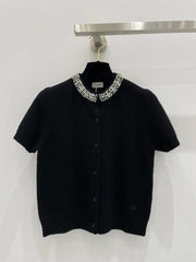 Short diamond collar knitted short sleeves
