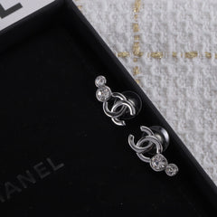 New Double C Silver Earrings